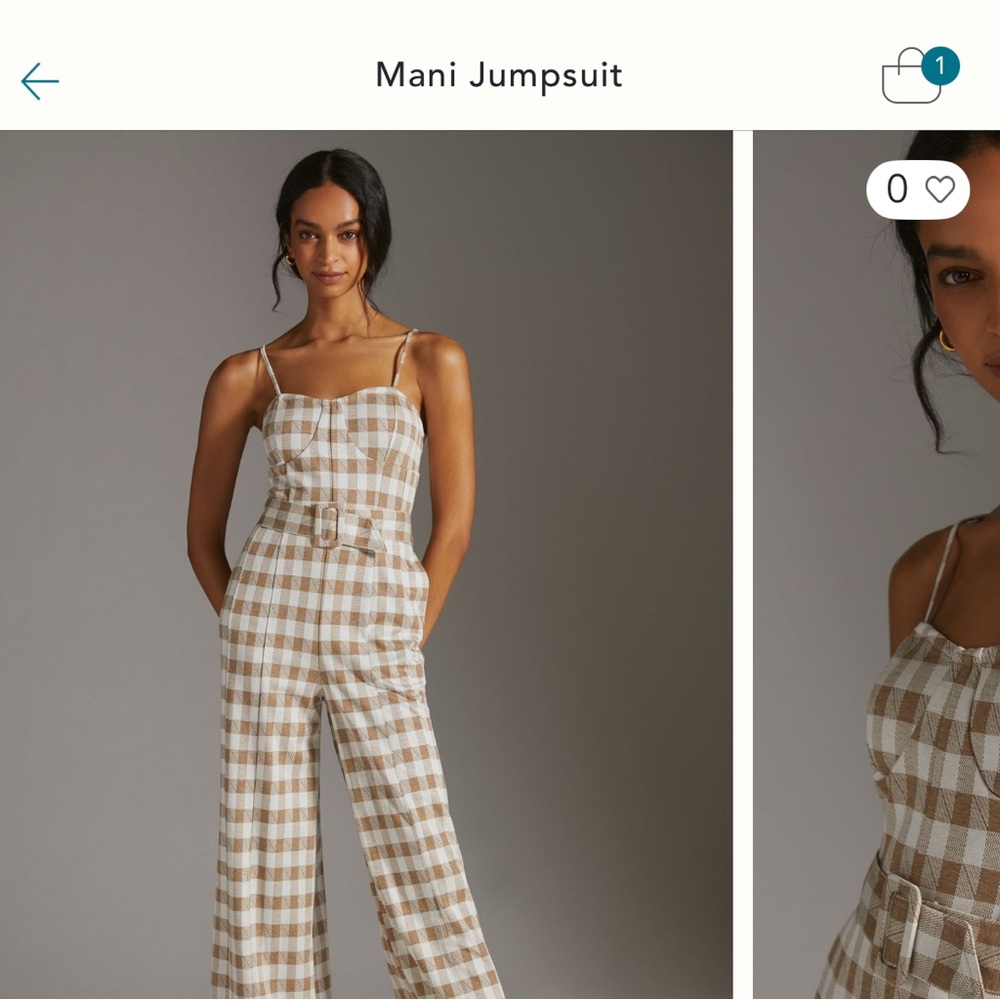 En Saison Beige Checkered Jumpsuit